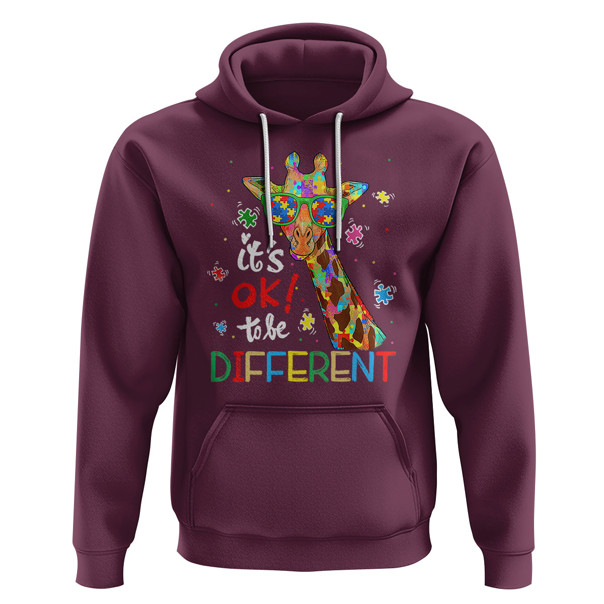 Giraffe Autism Hoodie It's Ok To Be Different - Wonder Print Shop