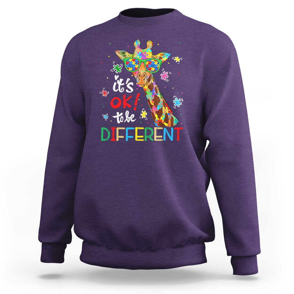 Giraffe Autism Sweatshirt It's Ok To Be Different - Wonder Print Shop