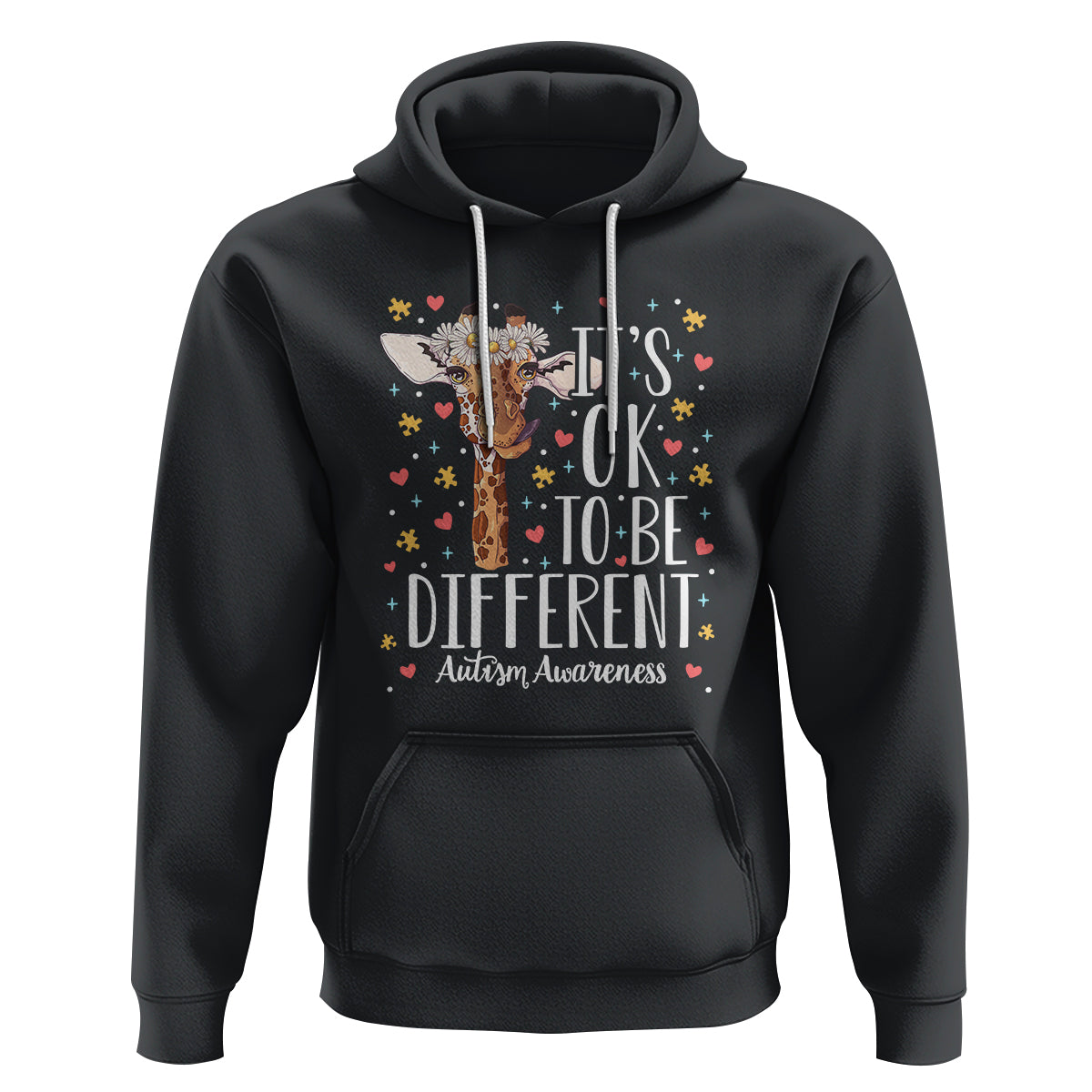 Giraffe Autism Hoodie Its Ok To Be Different Cute Floral - Wonder Print Shop