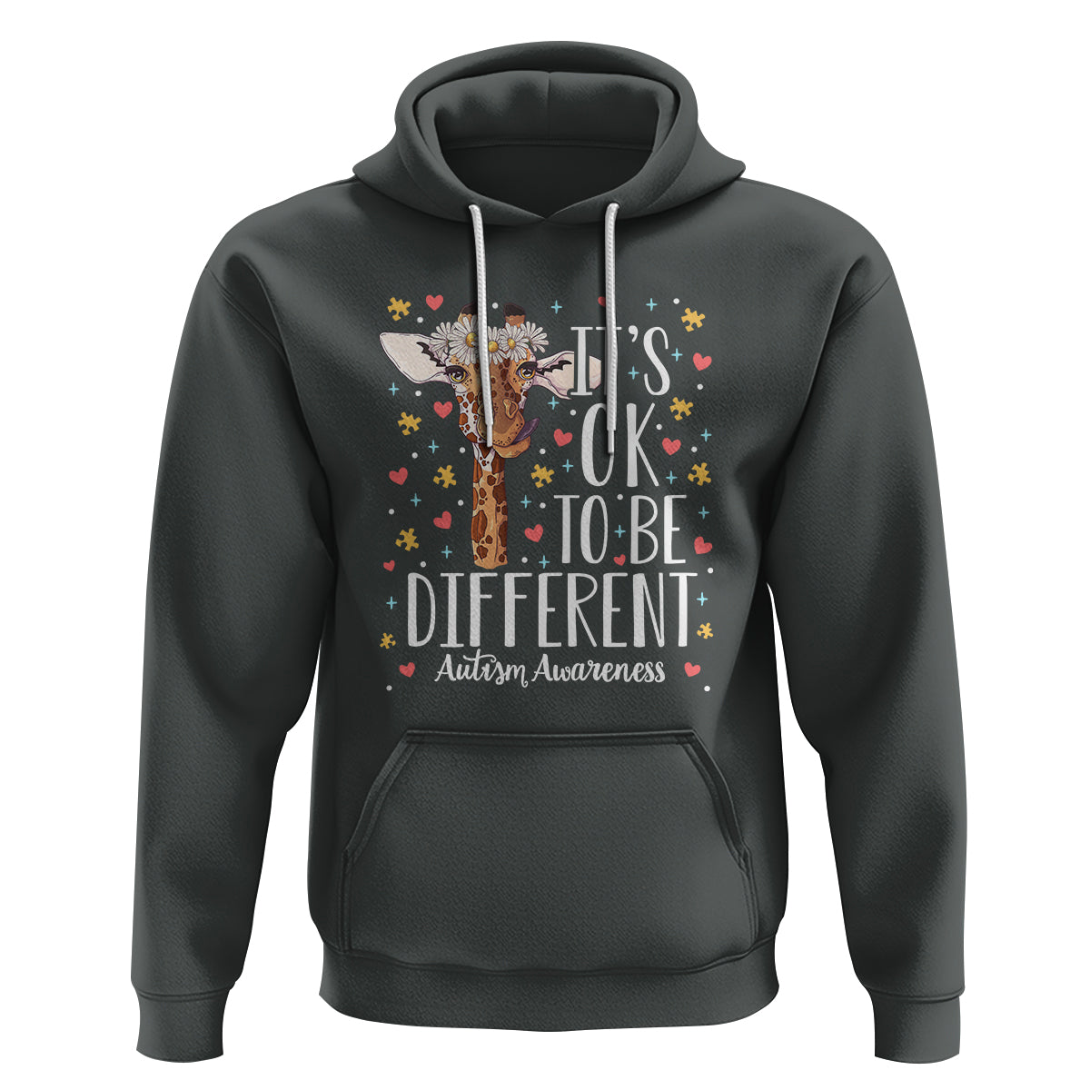 Giraffe Autism Hoodie Its Ok To Be Different Cute Floral - Wonder Print Shop