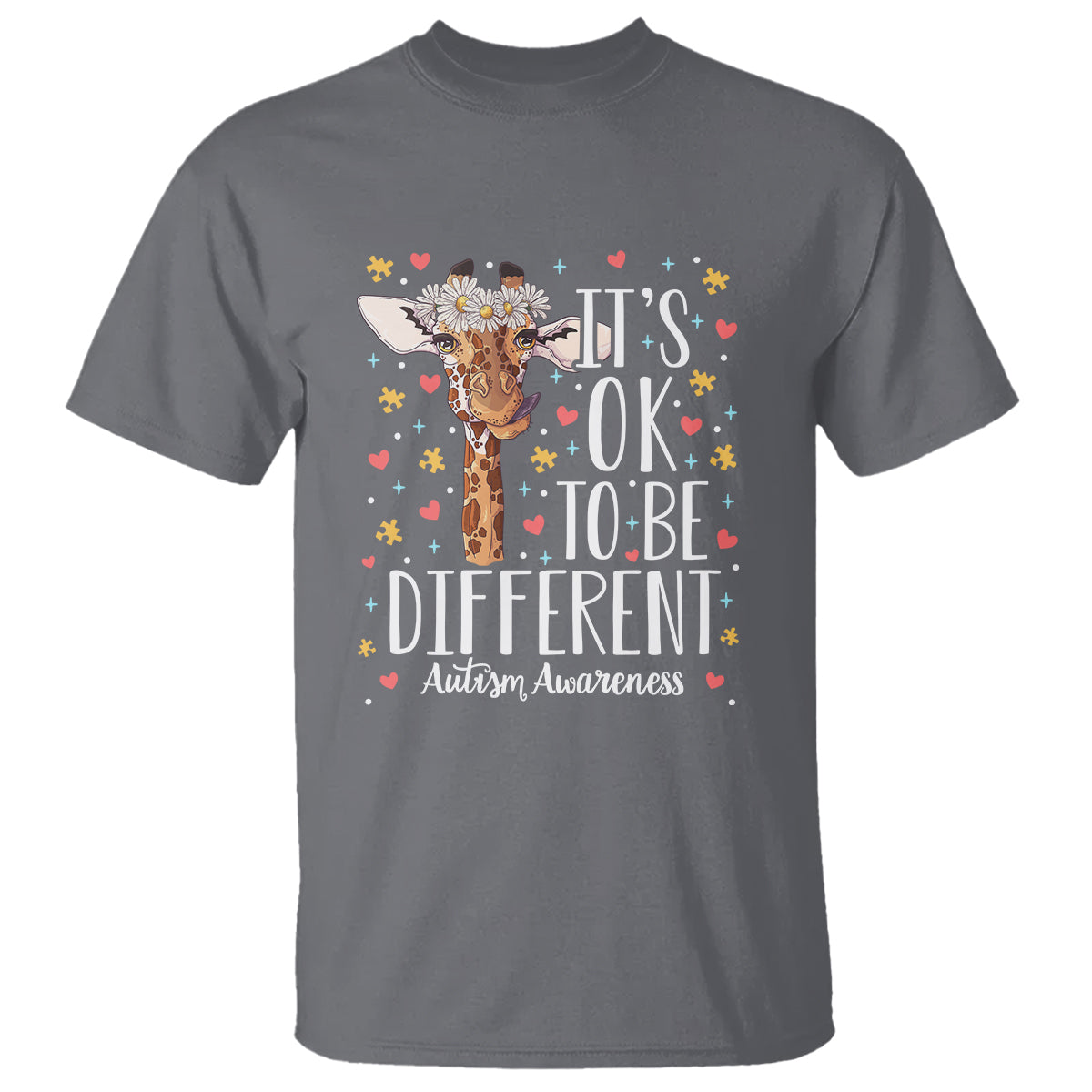 Giraffe Autism T Shirt Its Ok To Be Different Cute Floral - Wonder Print Shop