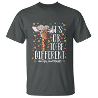 Giraffe Autism T Shirt Its Ok To Be Different Cute Floral - Wonder Print Shop