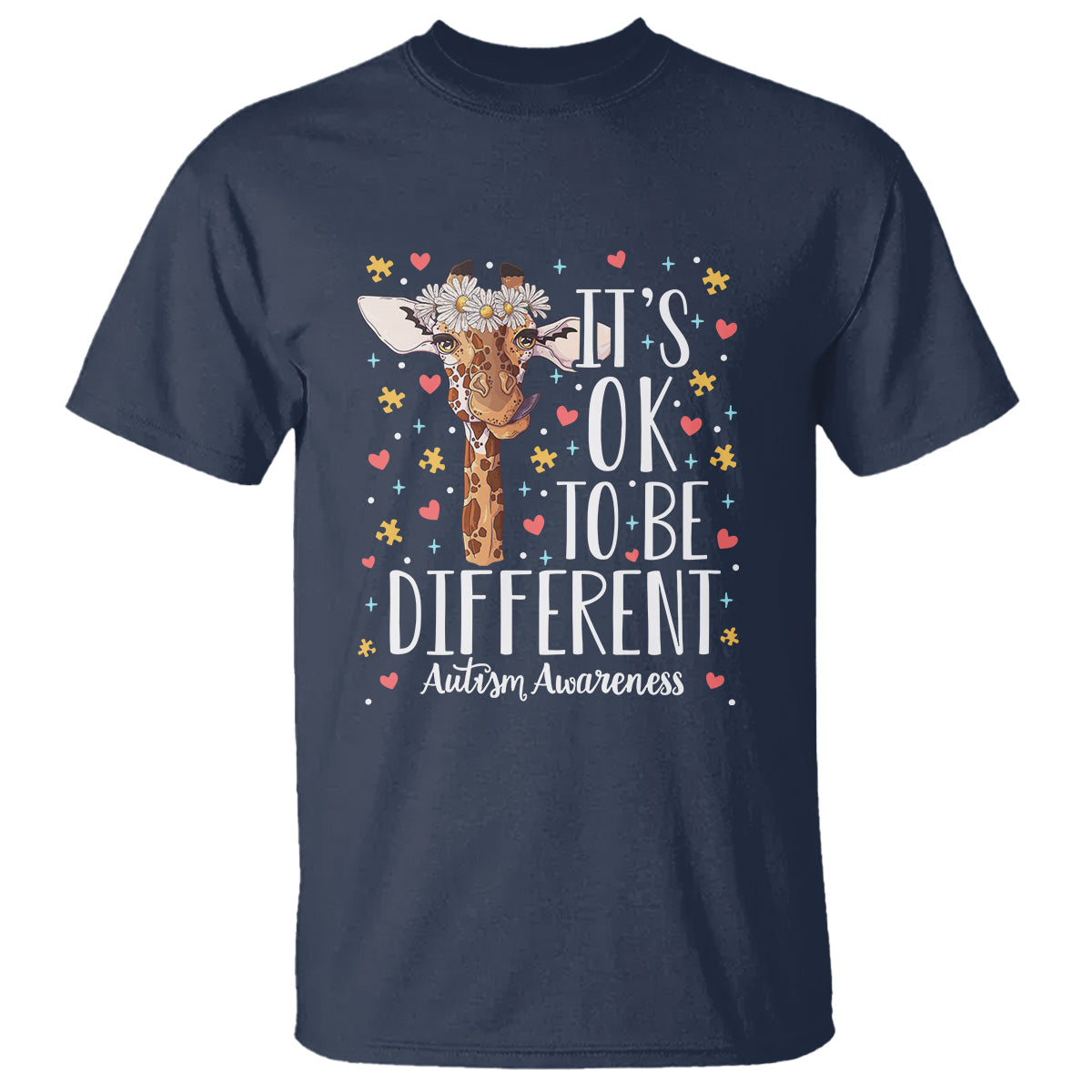 Giraffe Autism T Shirt Its Ok To Be Different Cute Floral - Wonder Print Shop