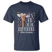 Giraffe Autism T Shirt Its Ok To Be Different Cute Floral - Wonder Print Shop