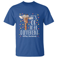 Giraffe Autism T Shirt Its Ok To Be Different Cute Floral - Wonder Print Shop