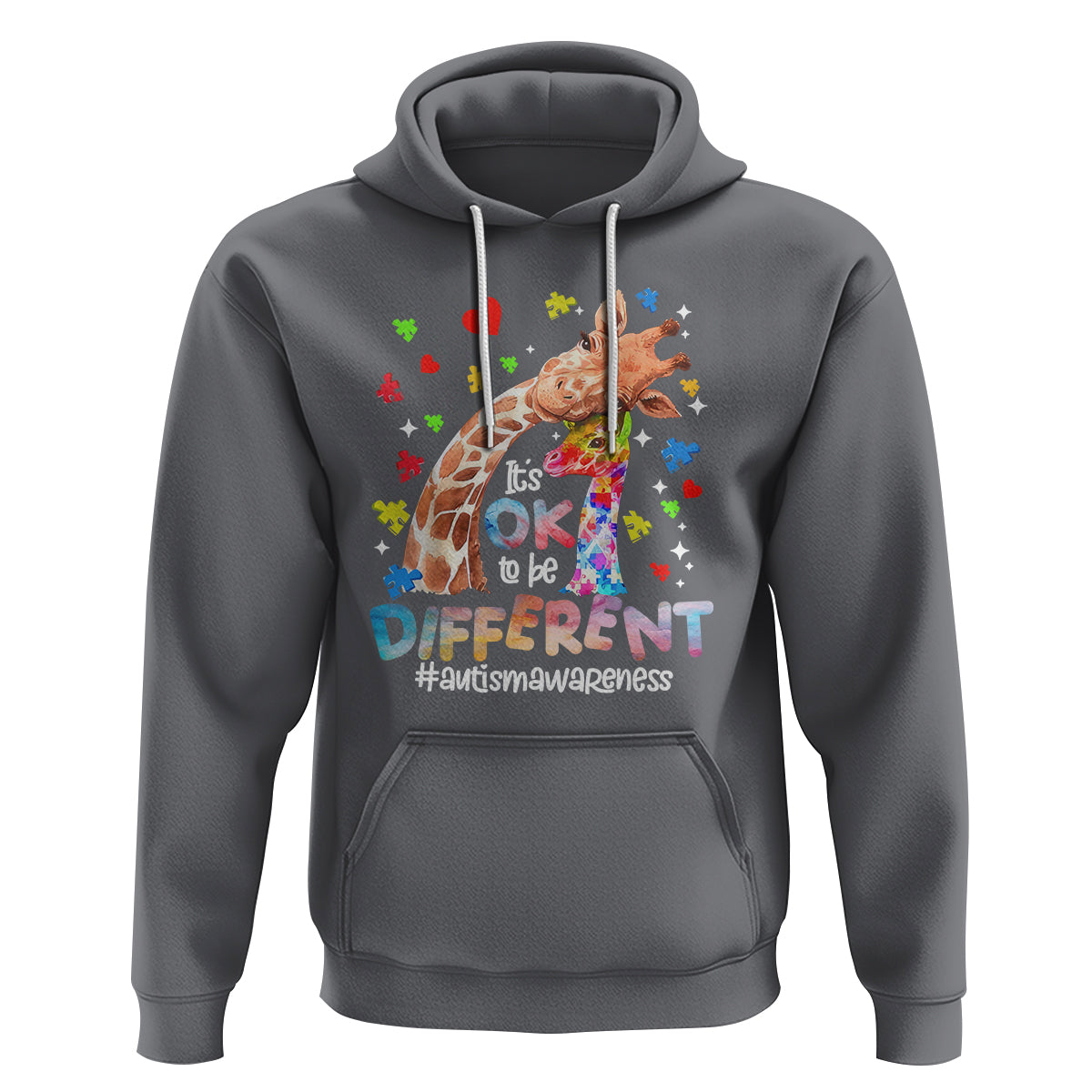 Giraffe Autism Hoodie It's Ok To Be Different Cute Mom And Baby - Wonder Print Shop