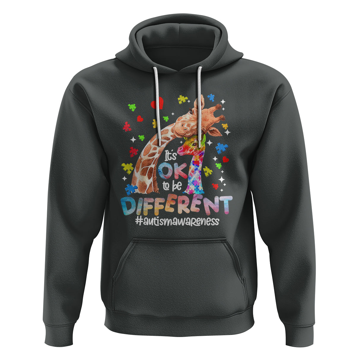 Giraffe Autism Hoodie It's Ok To Be Different Cute Mom And Baby - Wonder Print Shop