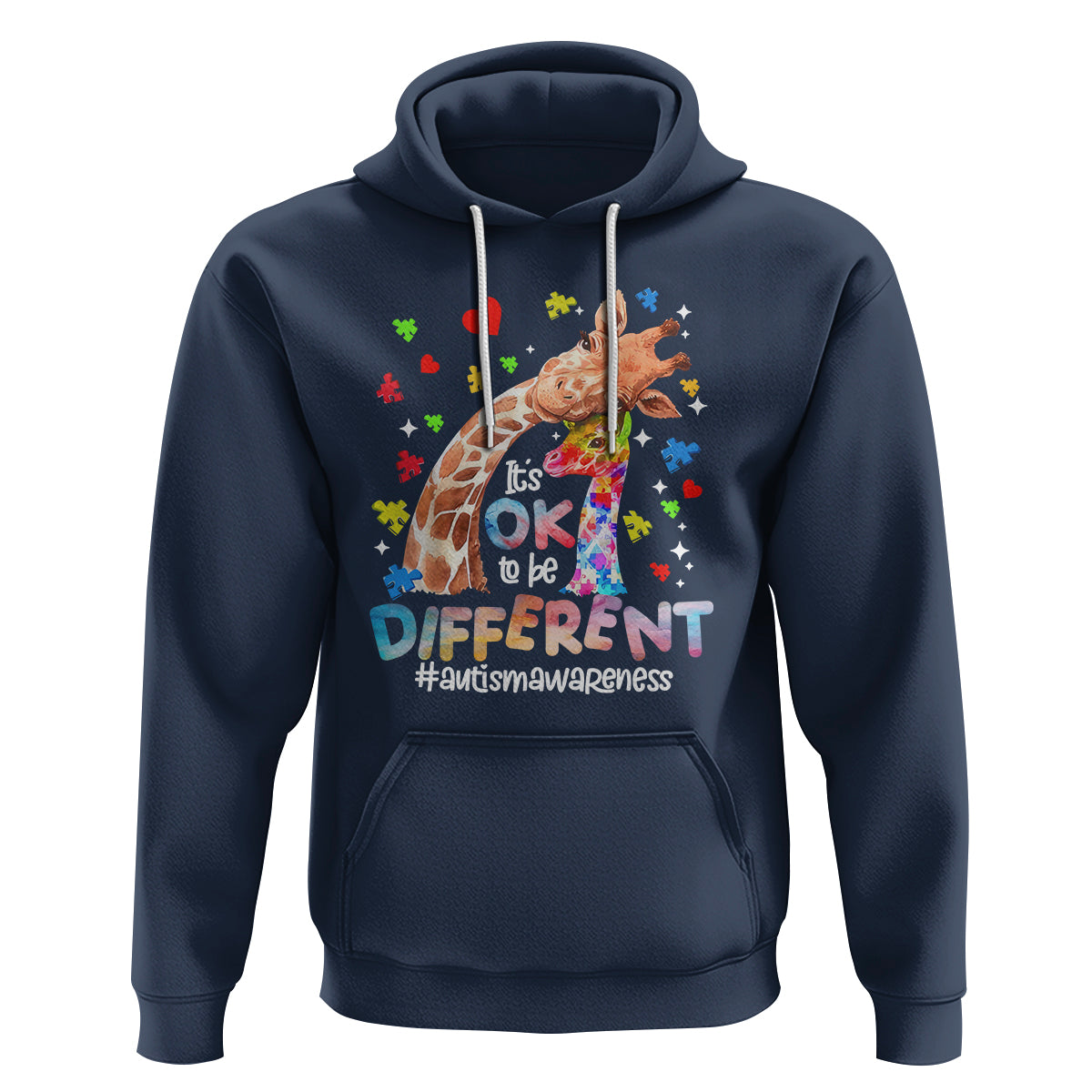 Giraffe Autism Hoodie It's Ok To Be Different Cute Mom And Baby - Wonder Print Shop