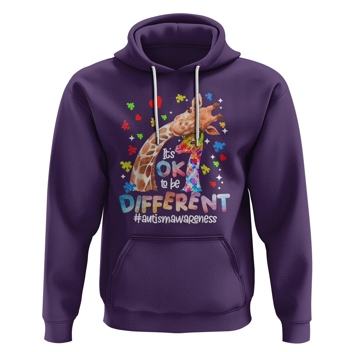Giraffe Autism Hoodie It's Ok To Be Different Cute Mom And Baby - Wonder Print Shop