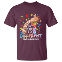 Giraffe Autism T Shirt It's Ok To Be Different Cute Mom And Baby - Wonder Print Shop