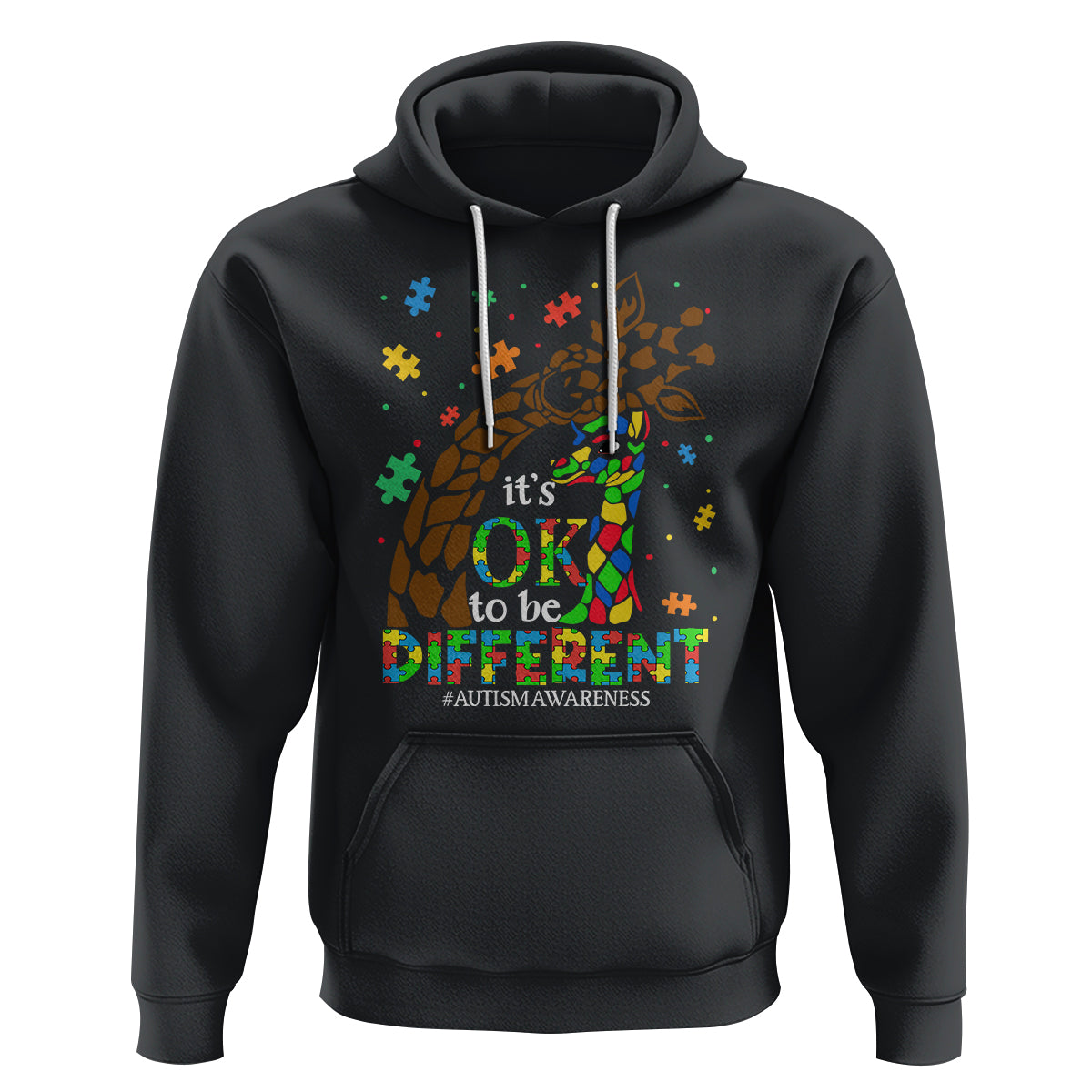 Giraffe Autism Hoodie Its Ok To Be Different Giraffe Mom And Baby - Wonder Print Shop
