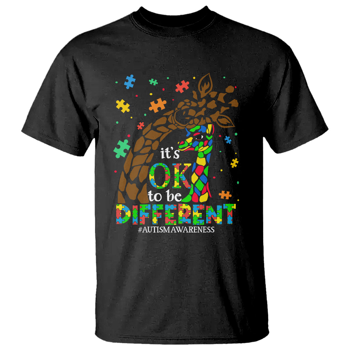 Giraffe Autism T Shirt Its Ok To Be Different Giraffe Mom And Baby - Wonder Print Shop
