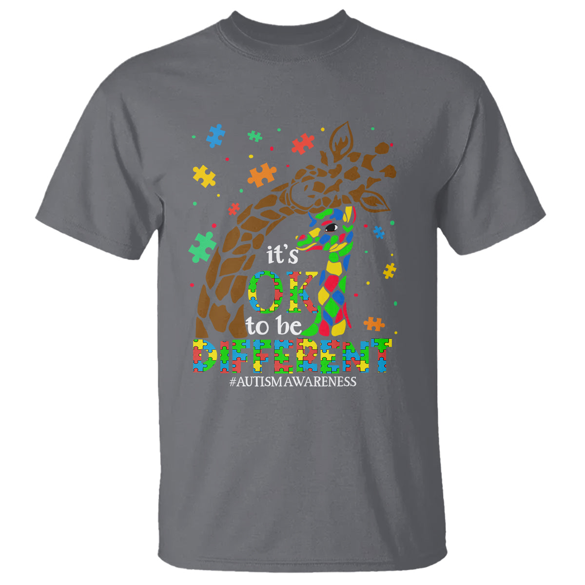 Giraffe Autism T Shirt Its Ok To Be Different Giraffe Mom And Baby - Wonder Print Shop