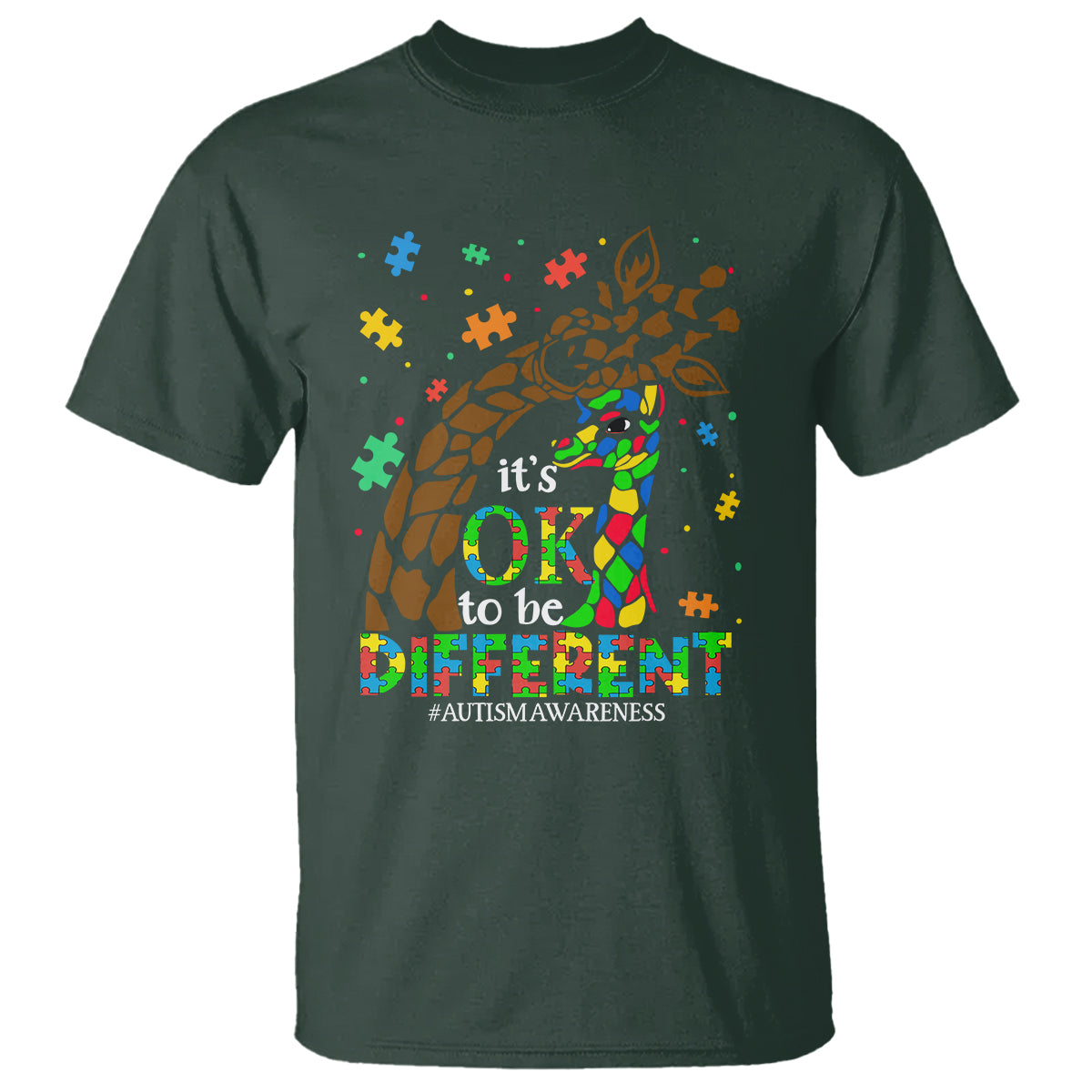 Giraffe Autism T Shirt Its Ok To Be Different Giraffe Mom And Baby - Wonder Print Shop