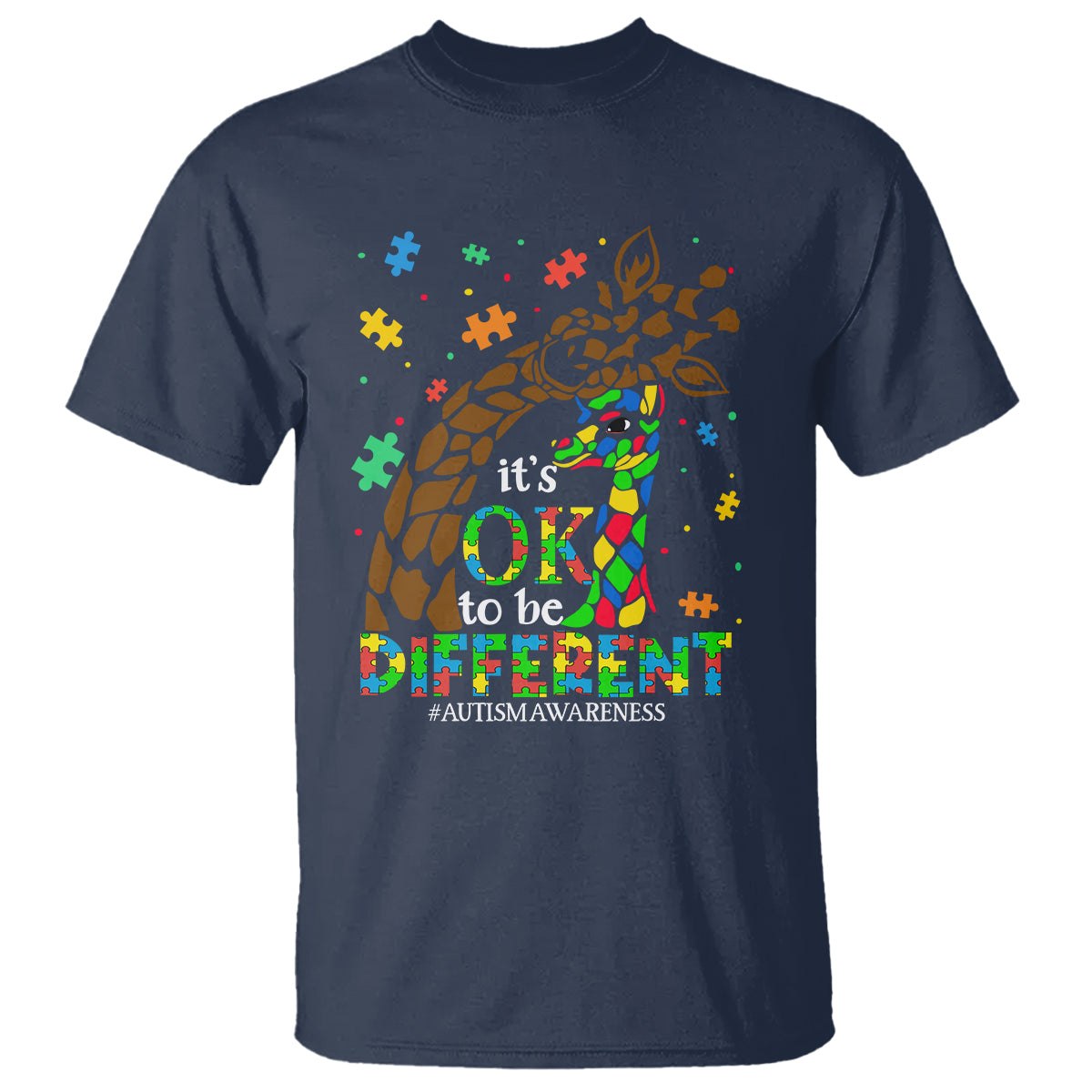 Giraffe Autism T Shirt Its Ok To Be Different Giraffe Mom And Baby - Wonder Print Shop