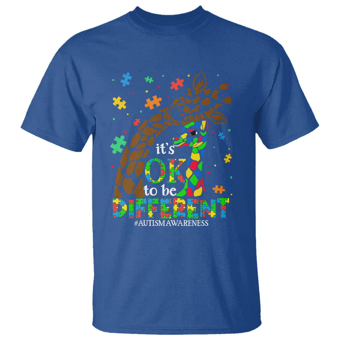 Giraffe Autism T Shirt Its Ok To Be Different Giraffe Mom And Baby - Wonder Print Shop