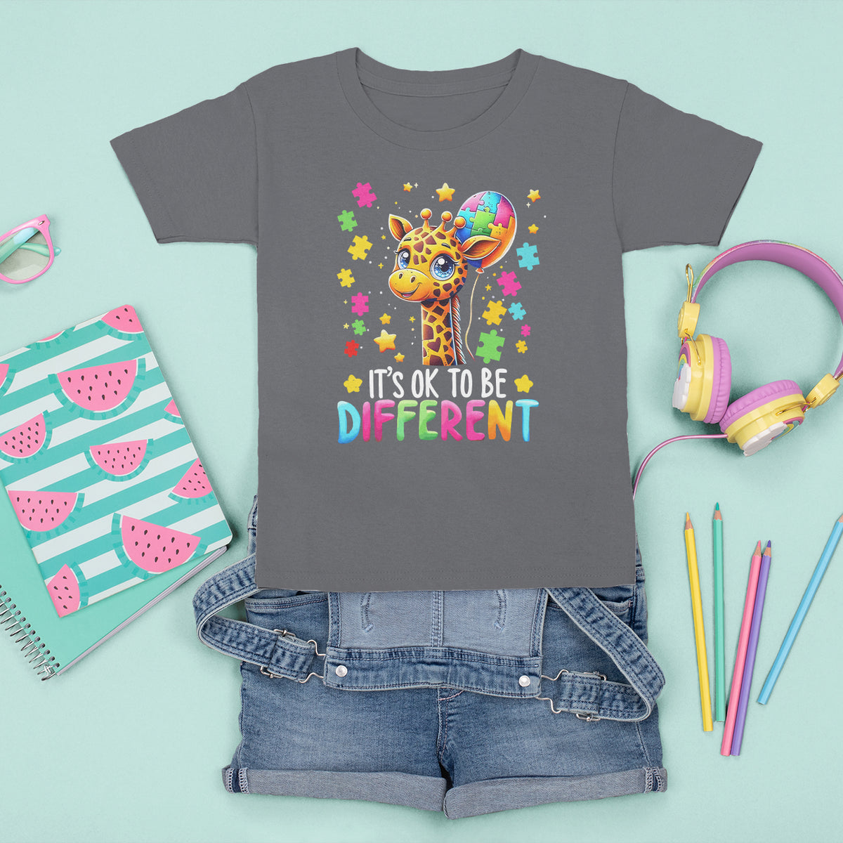 Autism Month T Shirt For Kid It's Ok To Be Different Cute Jigsaw Puzzle Balloon - Wonder Print Shop