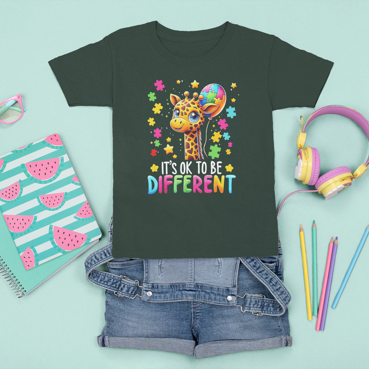 Autism Month T Shirt For Kid It's Ok To Be Different Cute Jigsaw Puzzle Balloon - Wonder Print Shop