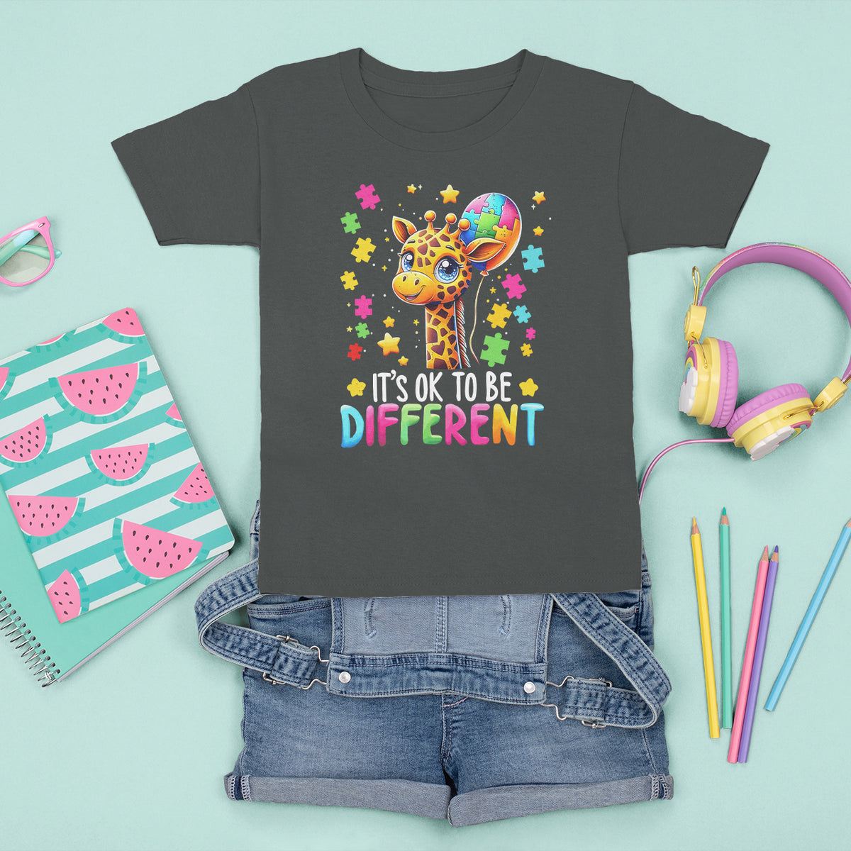Autism Month T Shirt For Kid It's Ok To Be Different Cute Jigsaw Puzzle Balloon - Wonder Print Shop