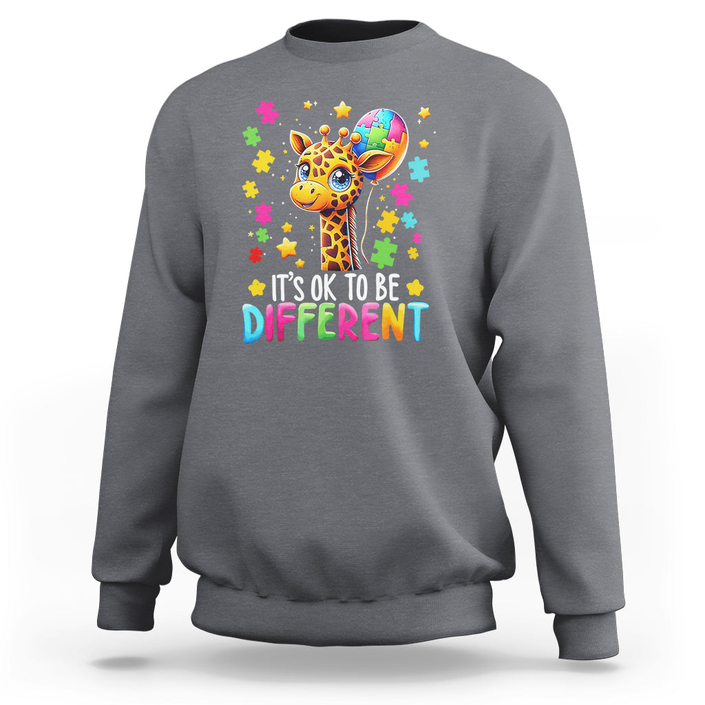 Autism Month Sweatshirt It's Ok To Be Different Cute Jigsaw Puzzle Balloon - Wonder Print Shop