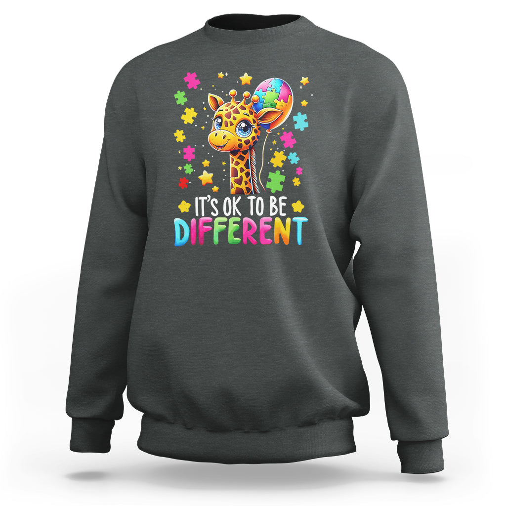 Autism Month Sweatshirt It's Ok To Be Different Cute Jigsaw Puzzle Balloon - Wonder Print Shop