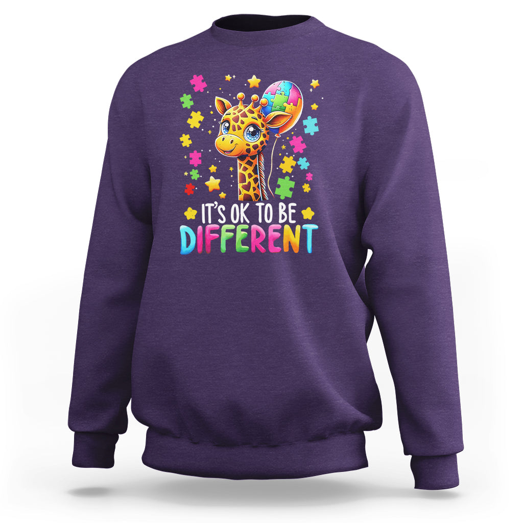 Autism Month Sweatshirt It's Ok To Be Different Cute Jigsaw Puzzle Balloon - Wonder Print Shop