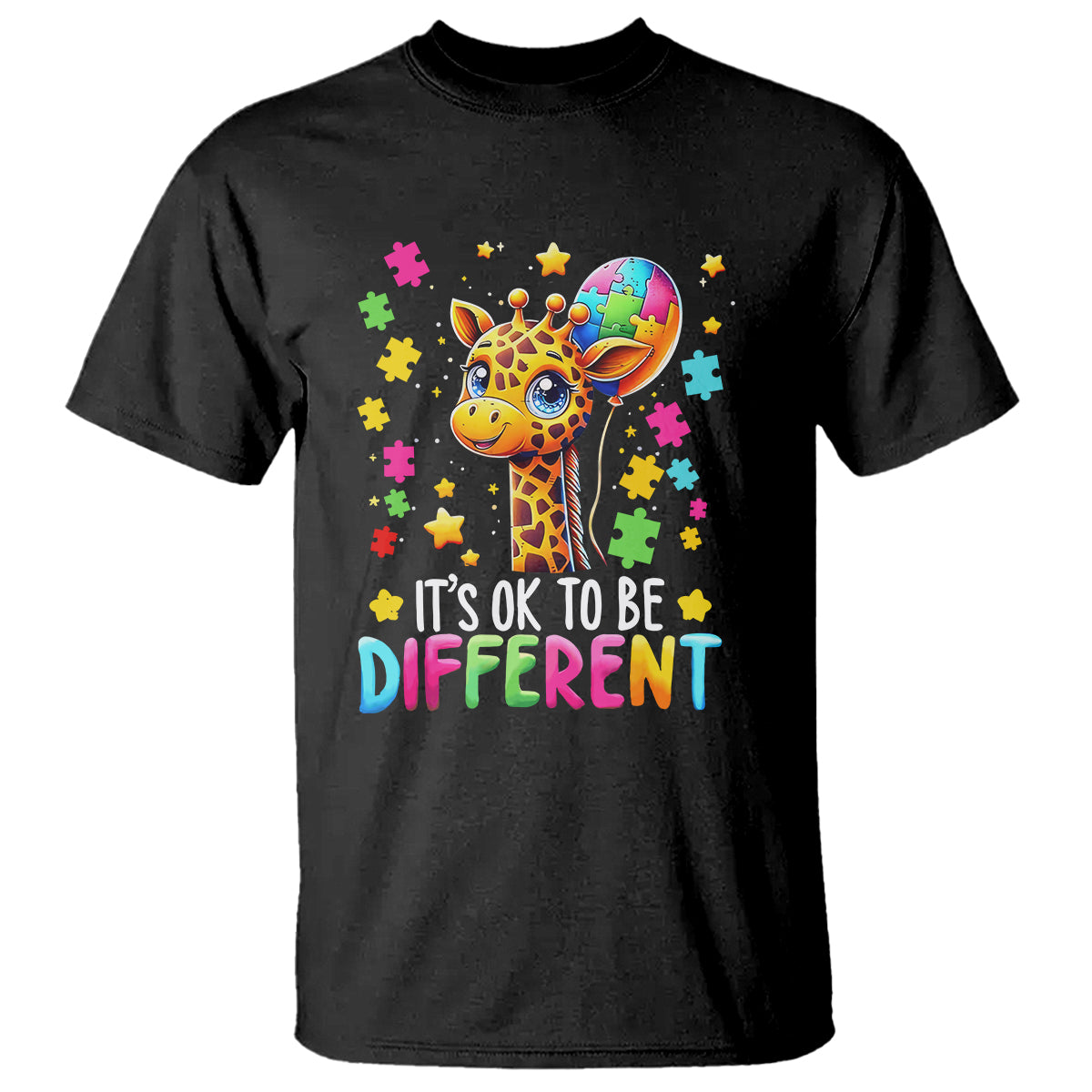 Autism Month T Shirt It's Ok To Be Different Cute Jigsaw Puzzle Balloon - Wonder Print Shop