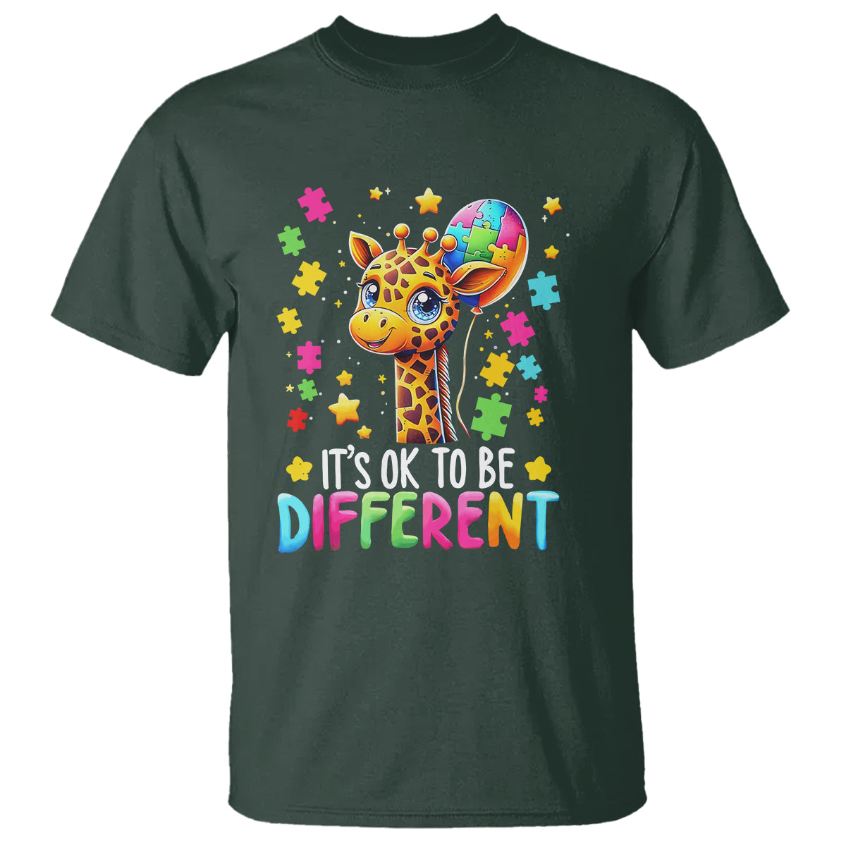 Autism Month T Shirt It's Ok To Be Different Cute Jigsaw Puzzle Balloon - Wonder Print Shop