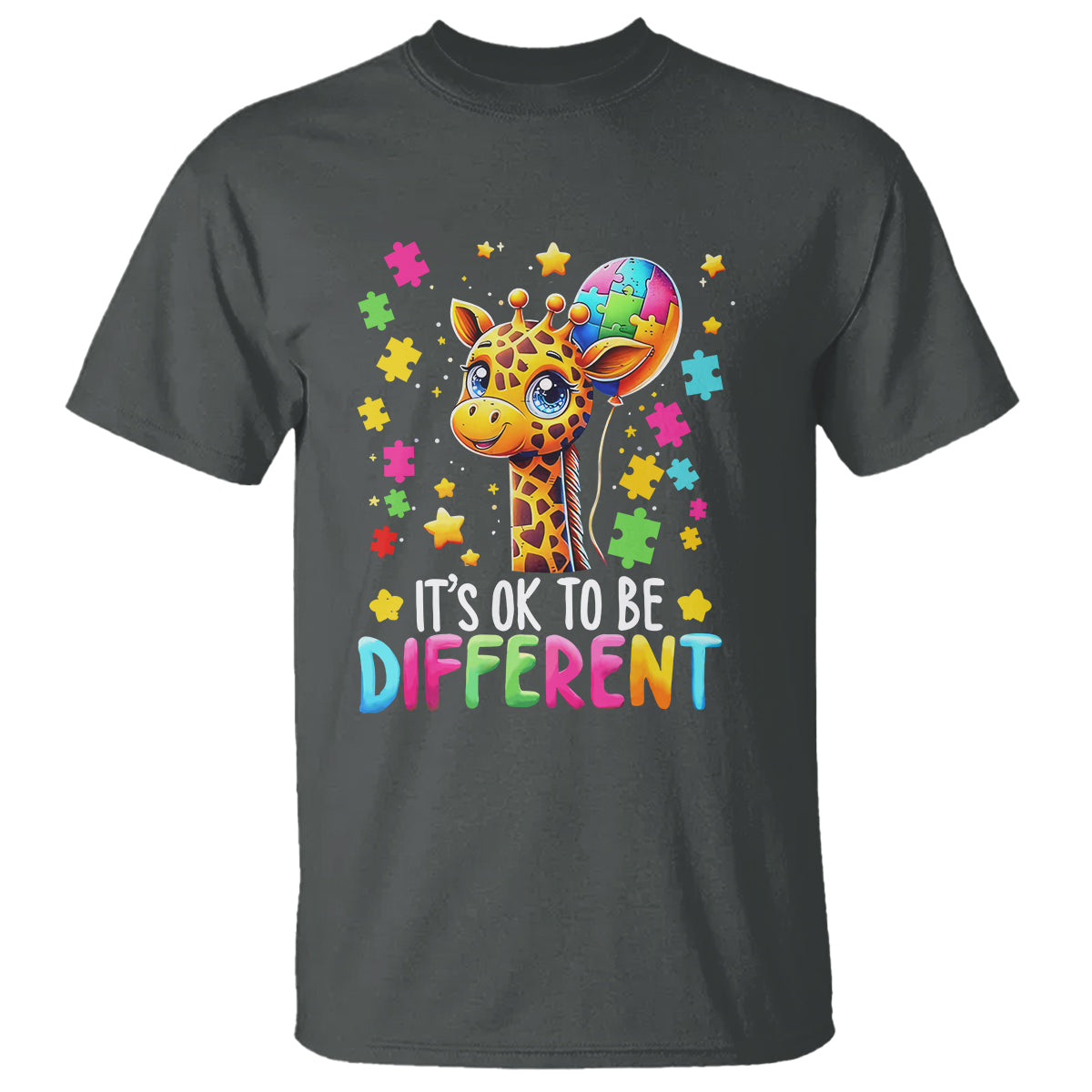Autism Month T Shirt It's Ok To Be Different Cute Jigsaw Puzzle Balloon - Wonder Print Shop