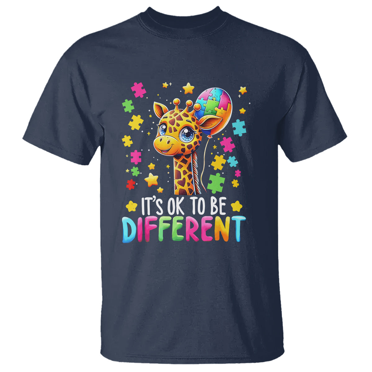 Autism Month T Shirt It's Ok To Be Different Cute Jigsaw Puzzle Balloon - Wonder Print Shop