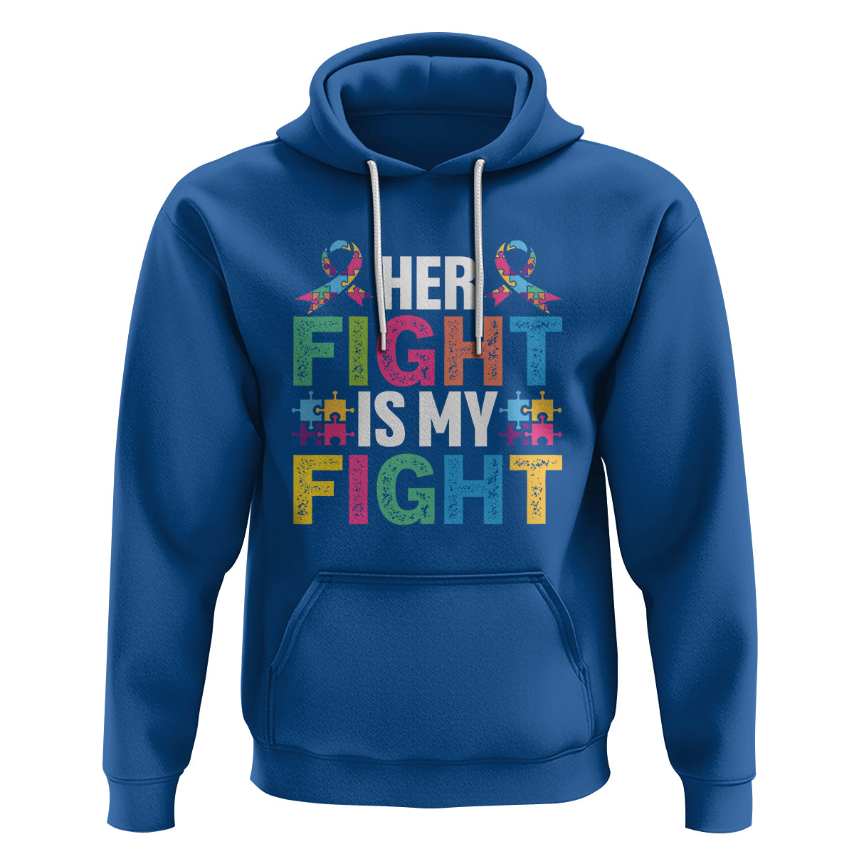 Autism Support Hoodie Her Fight is My Fight Warriors Jigsaw Fighters Puzzle Ribbon - Wonder Print Shop