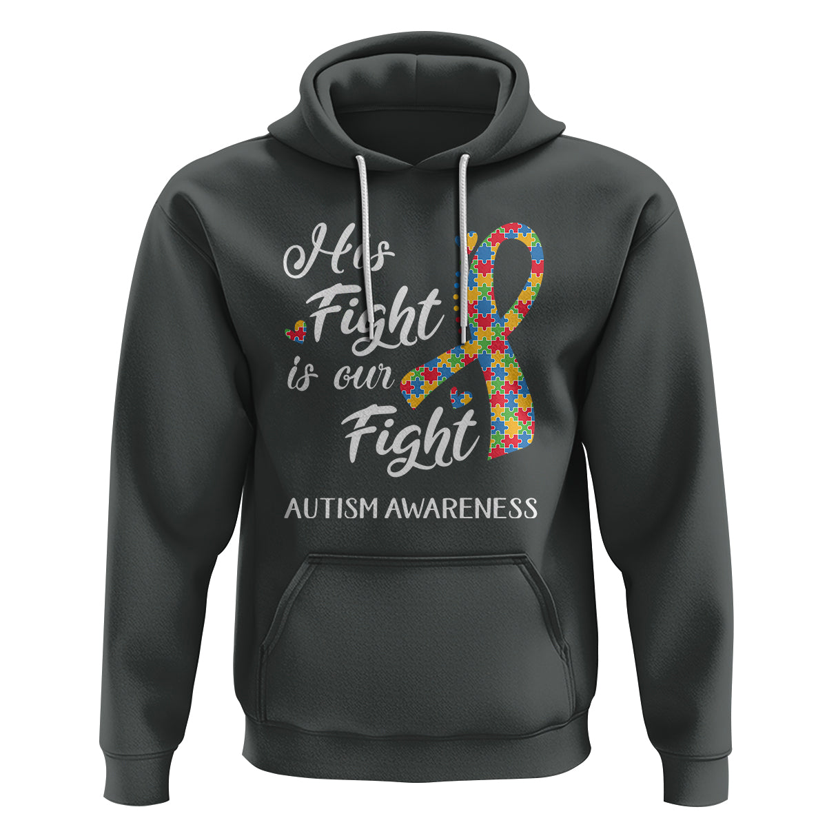 Autism Support Hoodie His Fight is My Fight Jigsaw Puzzle Ribbon - Wonder Print Shop