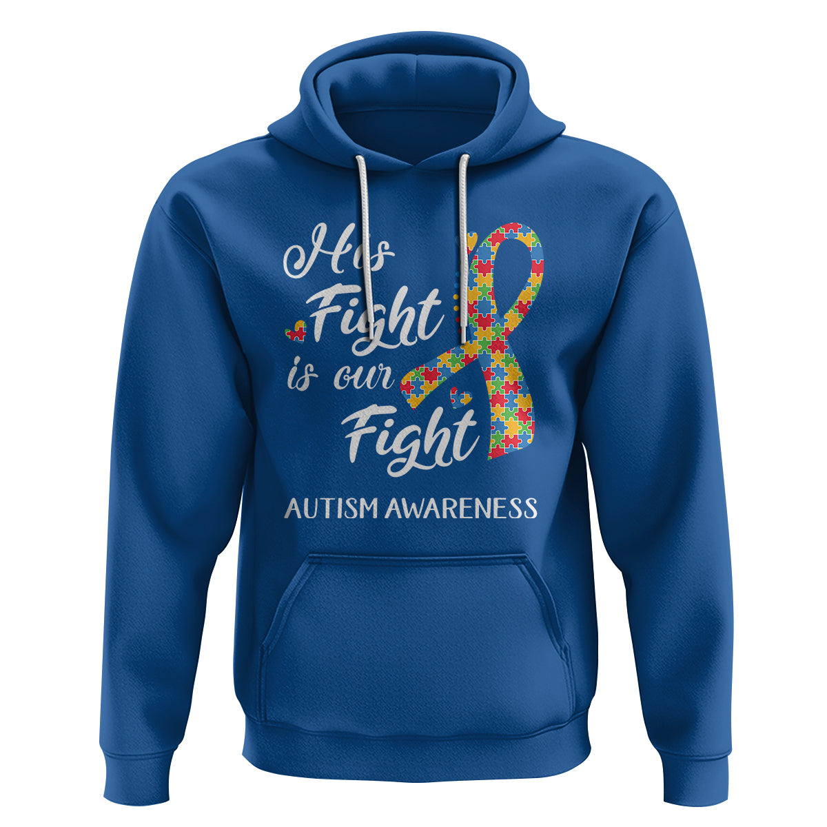 Autism Support Hoodie His Fight is My Fight Jigsaw Puzzle Ribbon - Wonder Print Shop