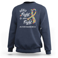 Autism Support Sweatshirt His Fight is My Fight Jigsaw Puzzle Ribbon - Wonder Print Shop