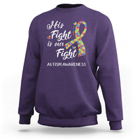 Autism Support Sweatshirt His Fight is My Fight Jigsaw Puzzle Ribbon - Wonder Print Shop