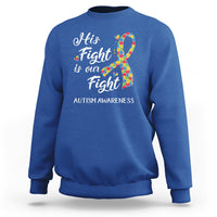 Autism Support Sweatshirt His Fight is My Fight Jigsaw Puzzle Ribbon - Wonder Print Shop