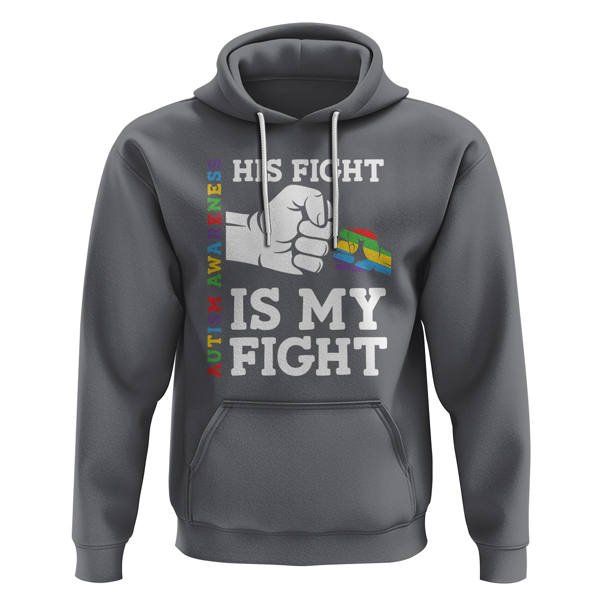 Autism Support Hoodie His Fight is My Fight Hand Fist - Wonder Print Shop
