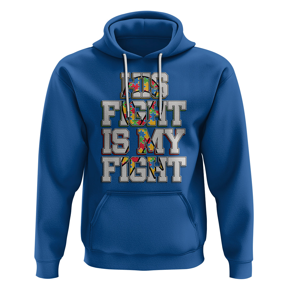 Autism Awarenees Hoodie His Fight Is My Fight Puzzle Ribbon - Wonder Print Shop