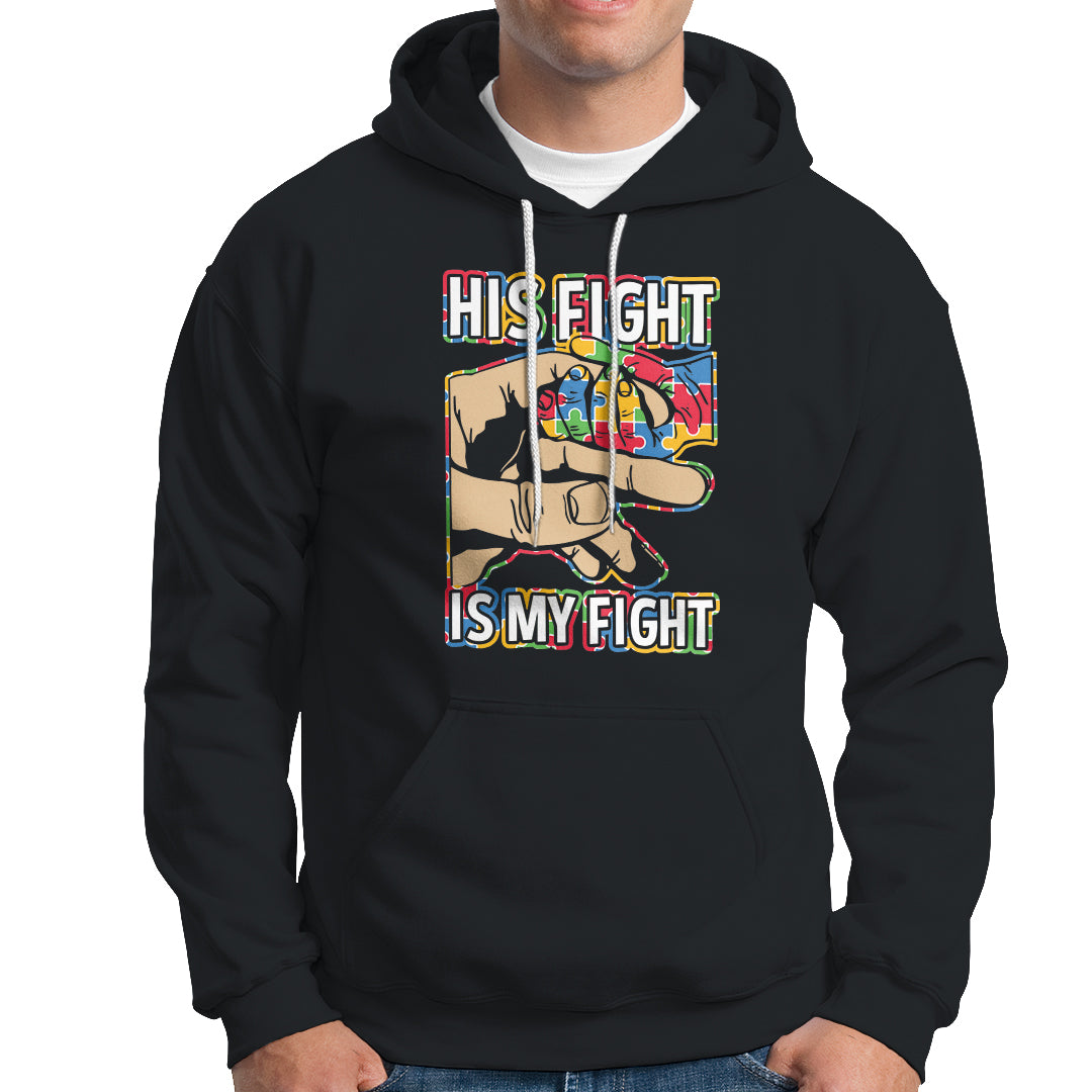 Autism Support Hoodie His Fight is My Fight Jigsaw Puzzle Little Hand Holding - Wonder Print Shop
