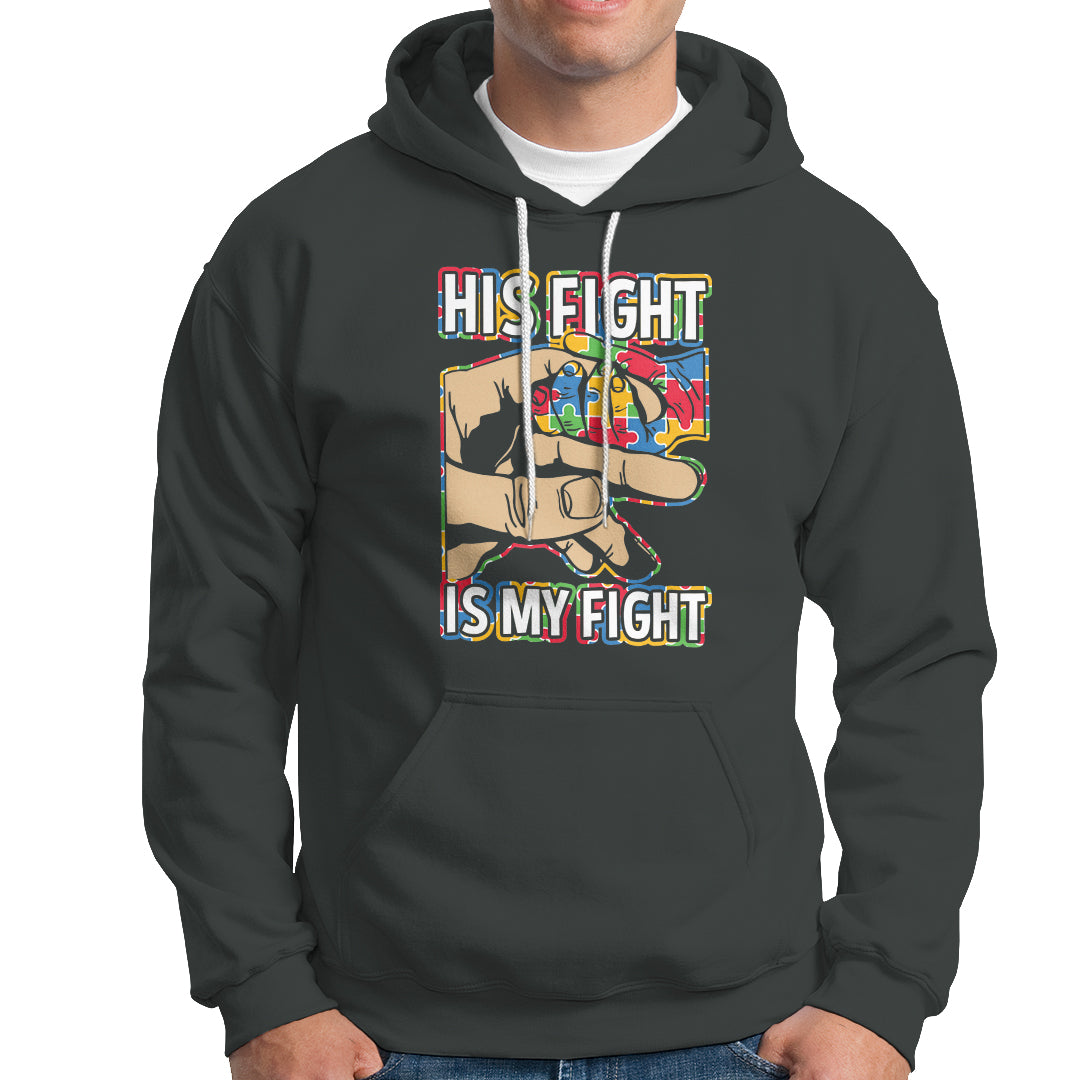 Autism Support Hoodie His Fight is My Fight Jigsaw Puzzle Little Hand Holding - Wonder Print Shop