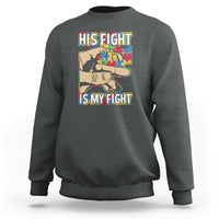 Autism Support Sweatshirt His Fight is My Fight Jigsaw Puzzle Little Hand Holding - Wonder Print Shop