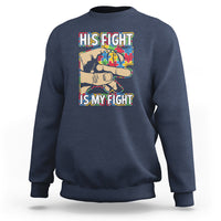 Autism Support Sweatshirt His Fight is My Fight Jigsaw Puzzle Little Hand Holding - Wonder Print Shop