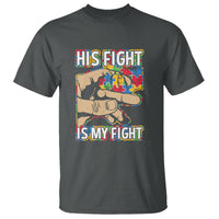 Autism Support T Shirt His Fight is My Fight Jigsaw Puzzle Little Hand Holding - Wonder Print Shop