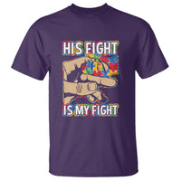 Autism Support T Shirt His Fight is My Fight Jigsaw Puzzle Little Hand Holding - Wonder Print Shop