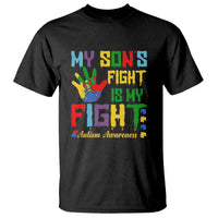 Autism Parents T Shirt My Son Fight Is My Fight Family Support Puzzle Ribbon - Wonder Print Shop