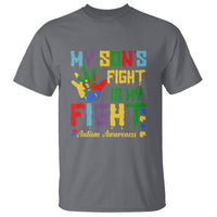 Autism Parents T Shirt My Son Fight Is My Fight Family Support Puzzle Ribbon - Wonder Print Shop