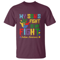Autism Parents T Shirt My Son Fight Is My Fight Family Support Puzzle Ribbon - Wonder Print Shop