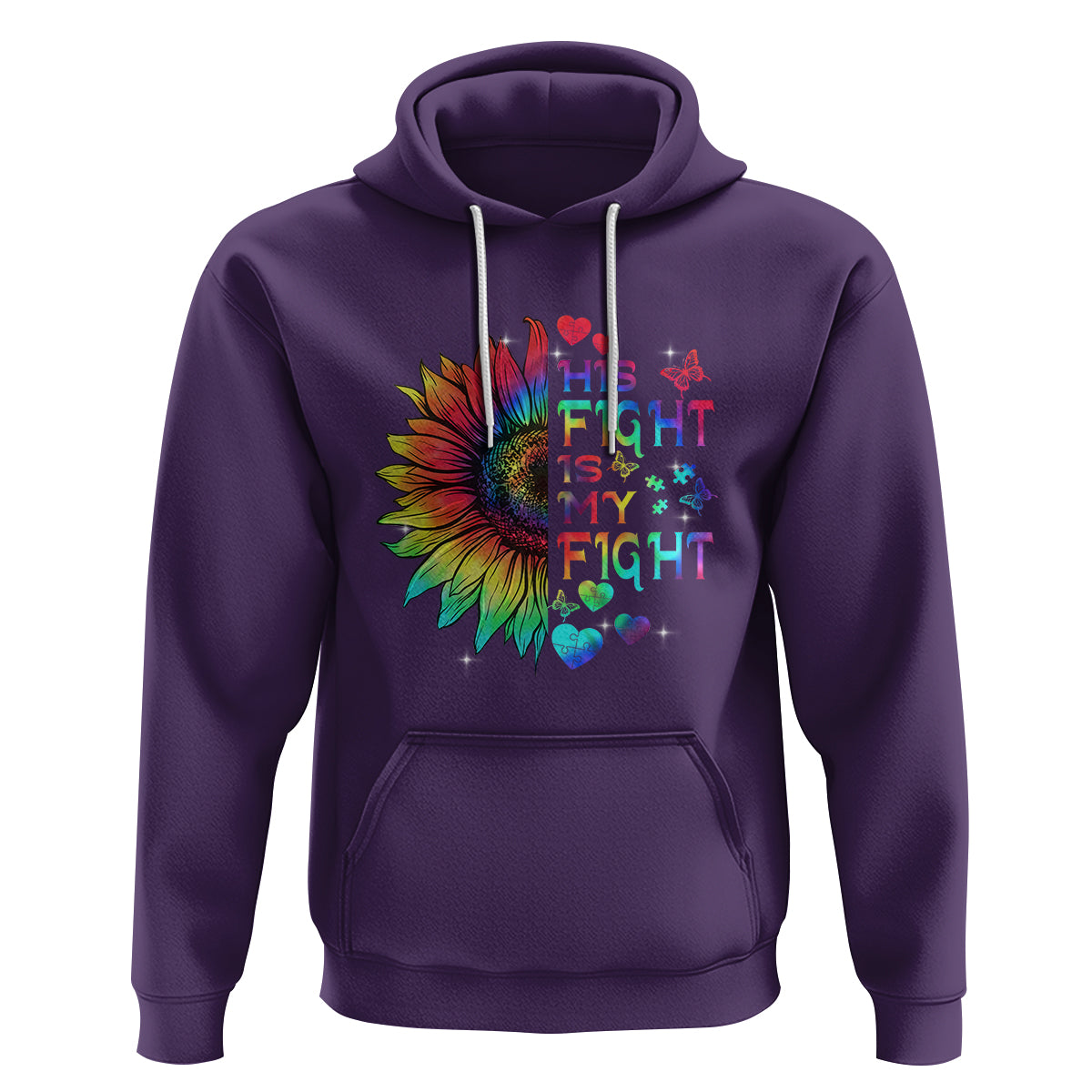 Sunflower Autism Hoodie His Fight is My Fight Rainbow - Wonder Print Shop
