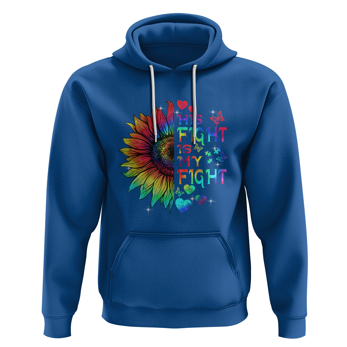 Sunflower Autism Hoodie His Fight is My Fight Rainbow - Wonder Print Shop