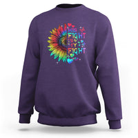 Sunflower Autism Sweatshirt His Fight is My Fight Rainbow - Wonder Print Shop